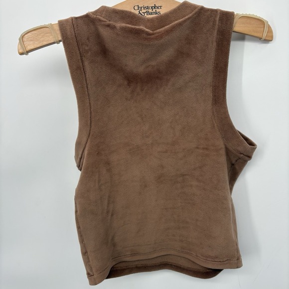 SKIMS Size Small Velour Tank Sienna Tan Brown Sleeveless Crewneck Tank Top #15A - Picture 3 of 4